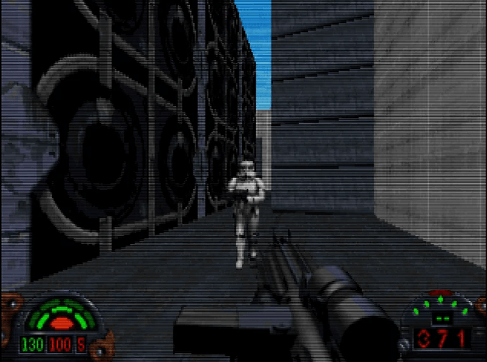 Star Wars: Dark Forces running on Nintendo 64 hardware with CRT scanlines