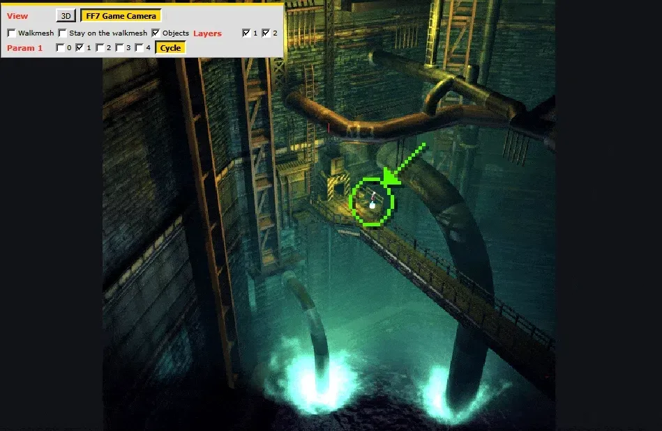 Final Fantasy VII 3D Save Point on Pre-Rendered Field