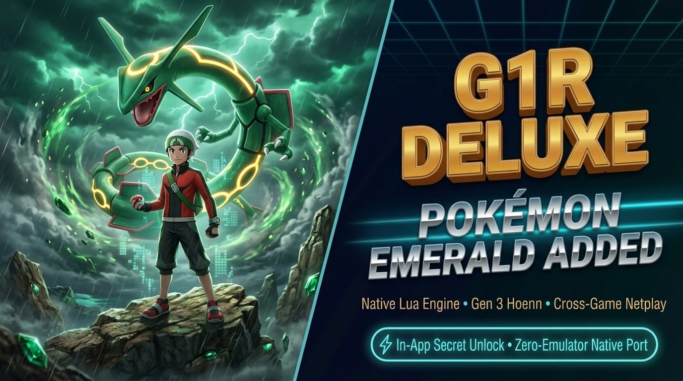 Pokémon Emerald Arrives in G1R Deluxe: Gen 3’s Crown Jewel Reborn in Native Lua