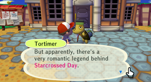 Mayor Tortimer discussing Starcrossed Day event in City Folk Deluxe