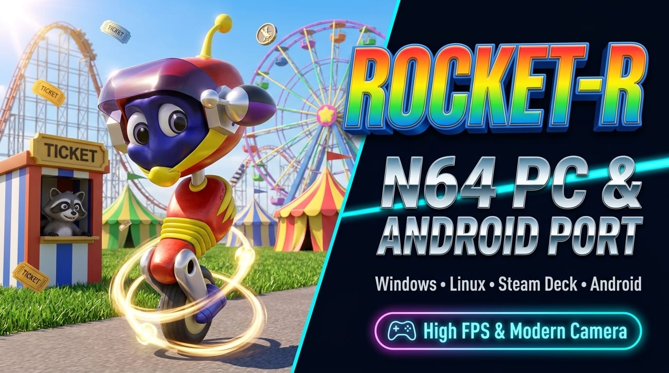 Rocket-R: Sucker Punch’s N64 Physics Masterpiece Recompiled for PC, Steam Deck & Android