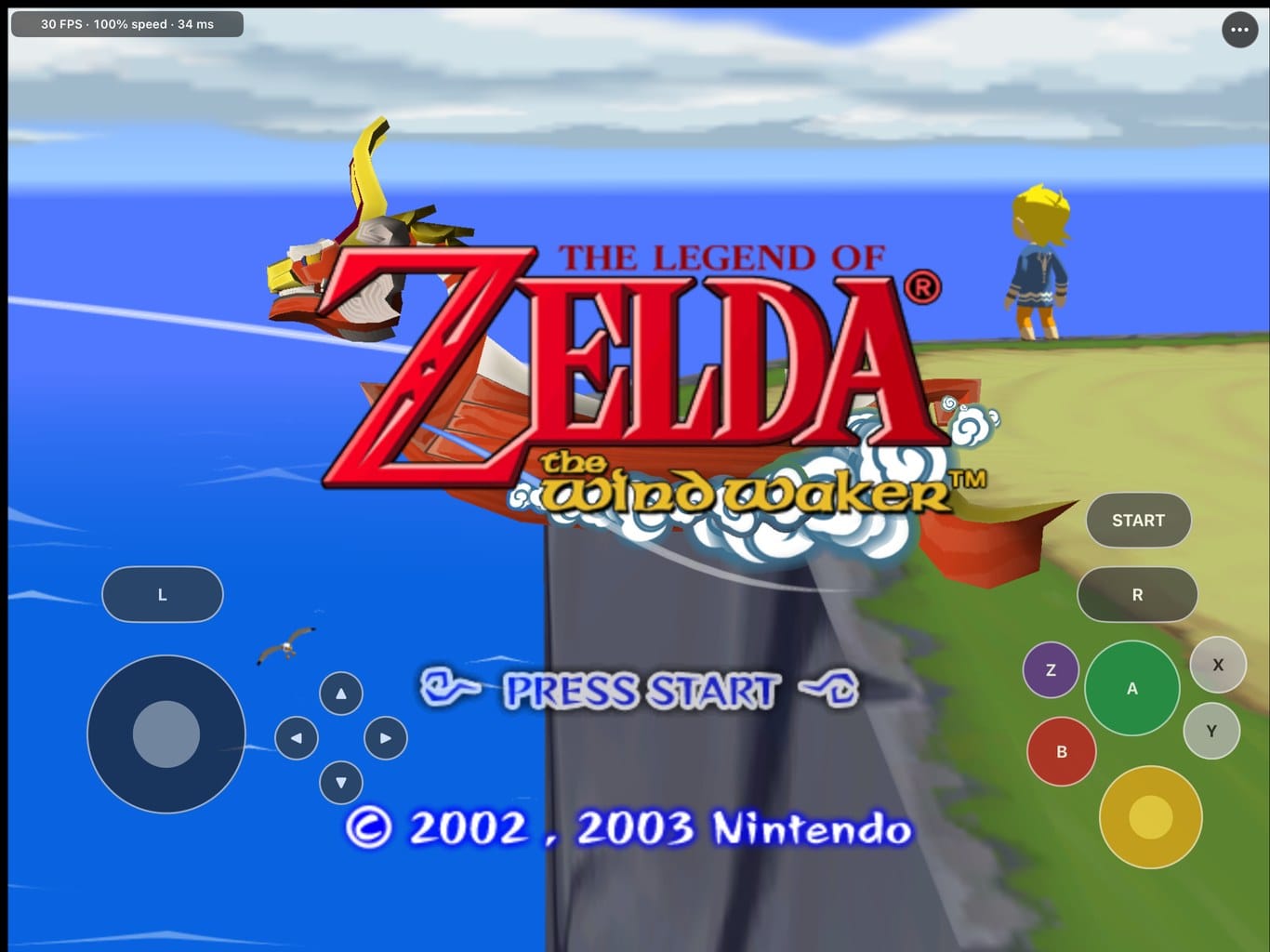 Wind Waker Recomp running natively on iPad Pro with touch controls