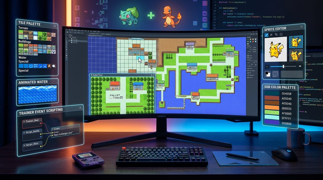 Pokémon Gen1Recomp Content Editor: A Visual Modding Suite and Layered Map Builder Built for Recompiled Kanto and Beyond
