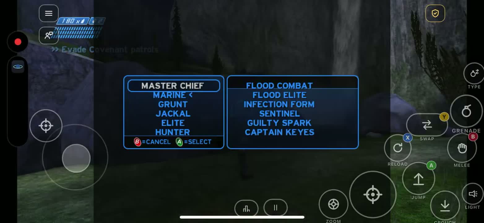 Halo CE Mobile Character Select Menu