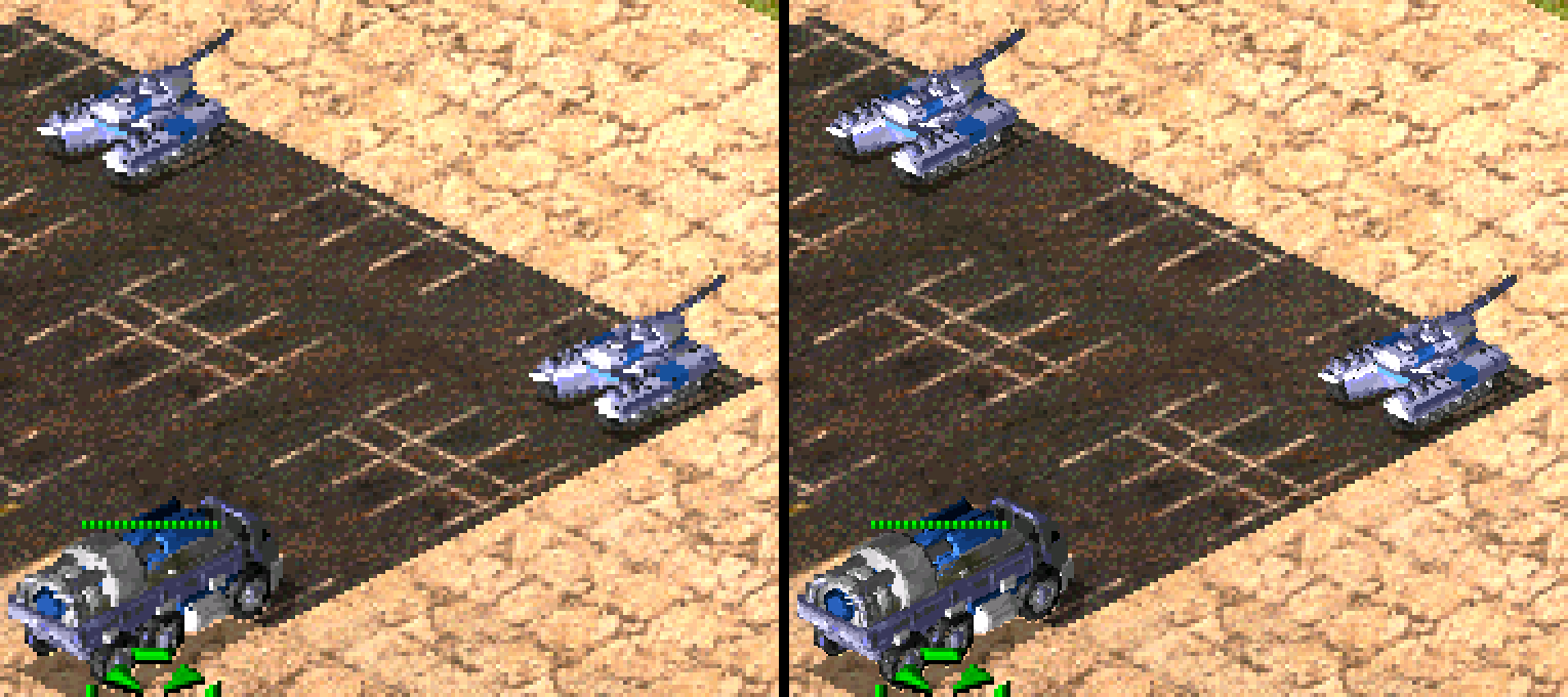 HD Voxels comparison 1x vs 2x in Red Alert 2 recompilation