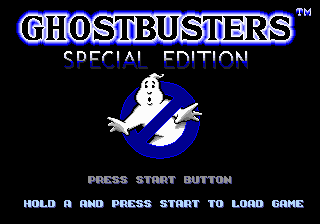 Ghostbusters Special Edition Sega Genesis Title Screen with Battery Save Prompt