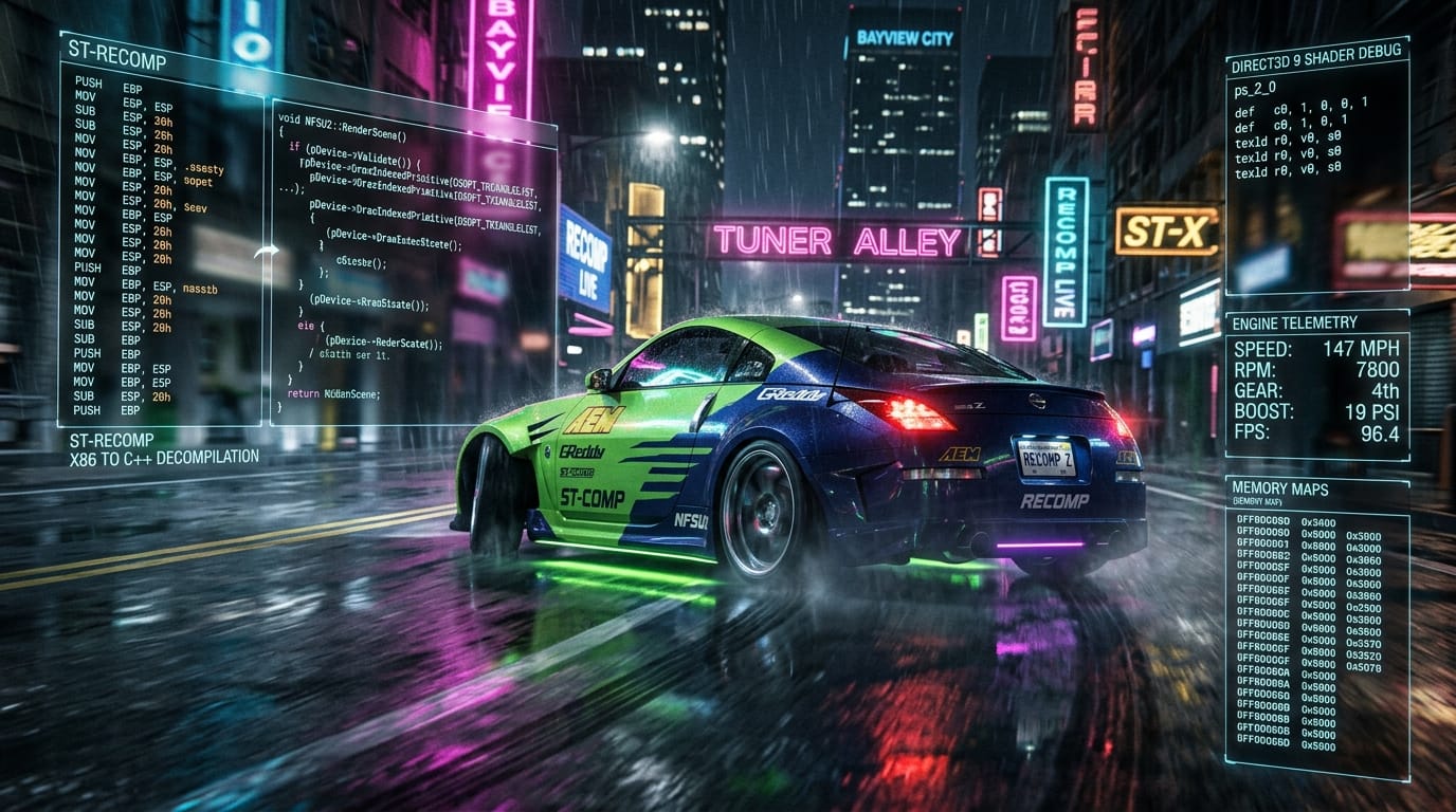 Need for Speed Underground 2 Recompiled: 27,000 Functions Lifted from x86 to C as Native PC Port Roars to Life