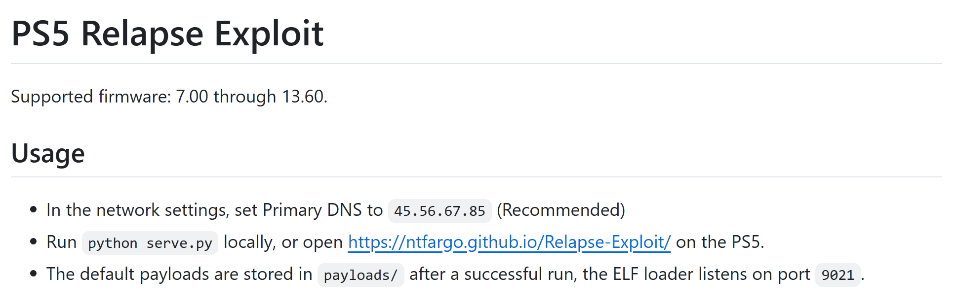 Relapse Exploit repository details and usage instructions