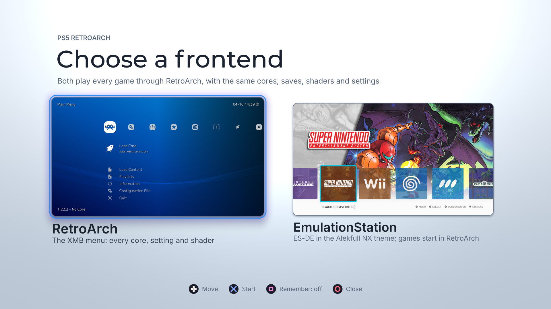 RetroArch for PS5 - Choose between RetroArch XMB and EmulationStation
