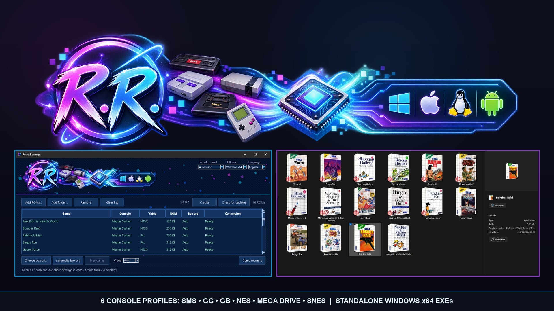 RetroRecomp: Turn Cartridge ROMs into Standalone Native Windows Executables Across Six Consoles