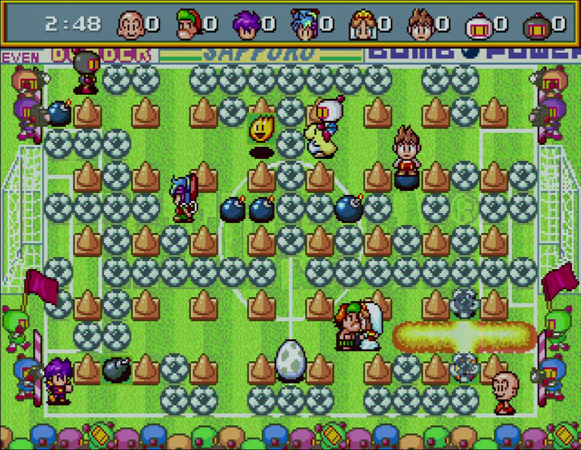 Saturn Bomberman running natively on PC in the 10-player battle mode arena