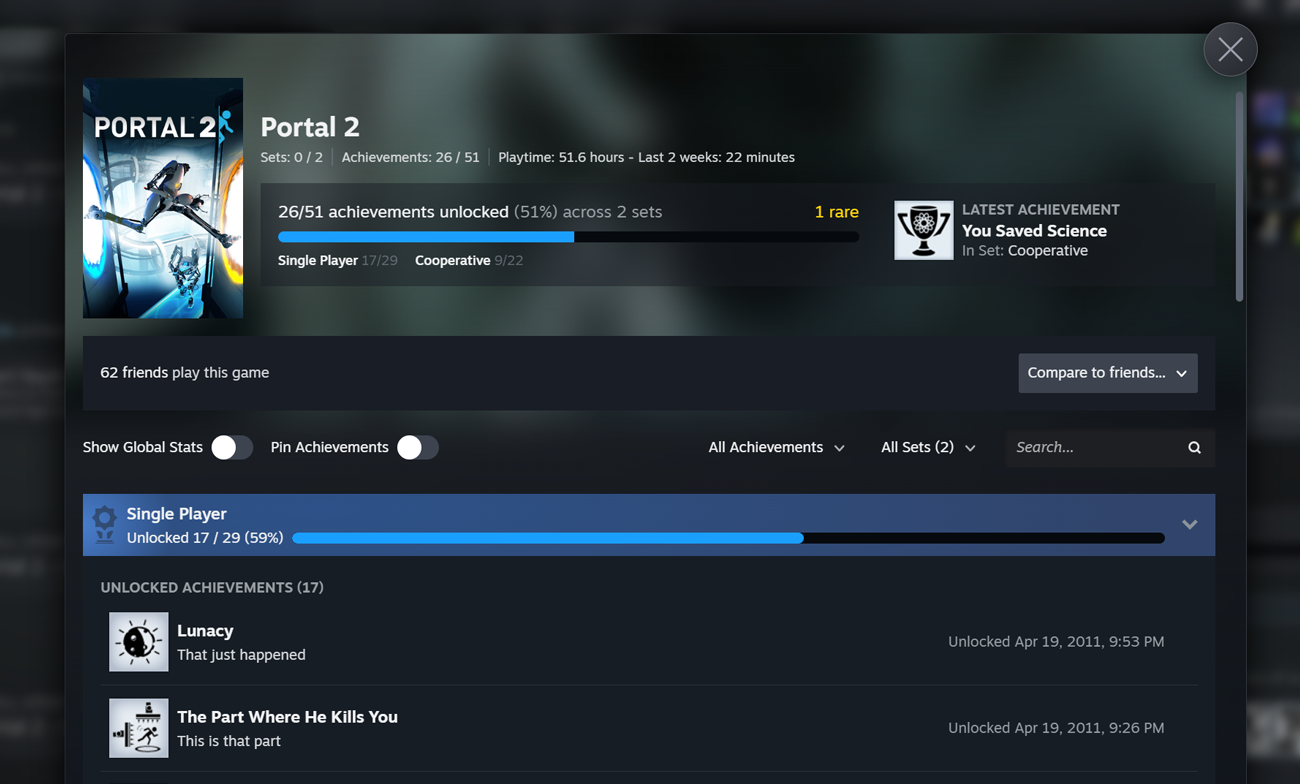 Steam Achievement Sets Overview