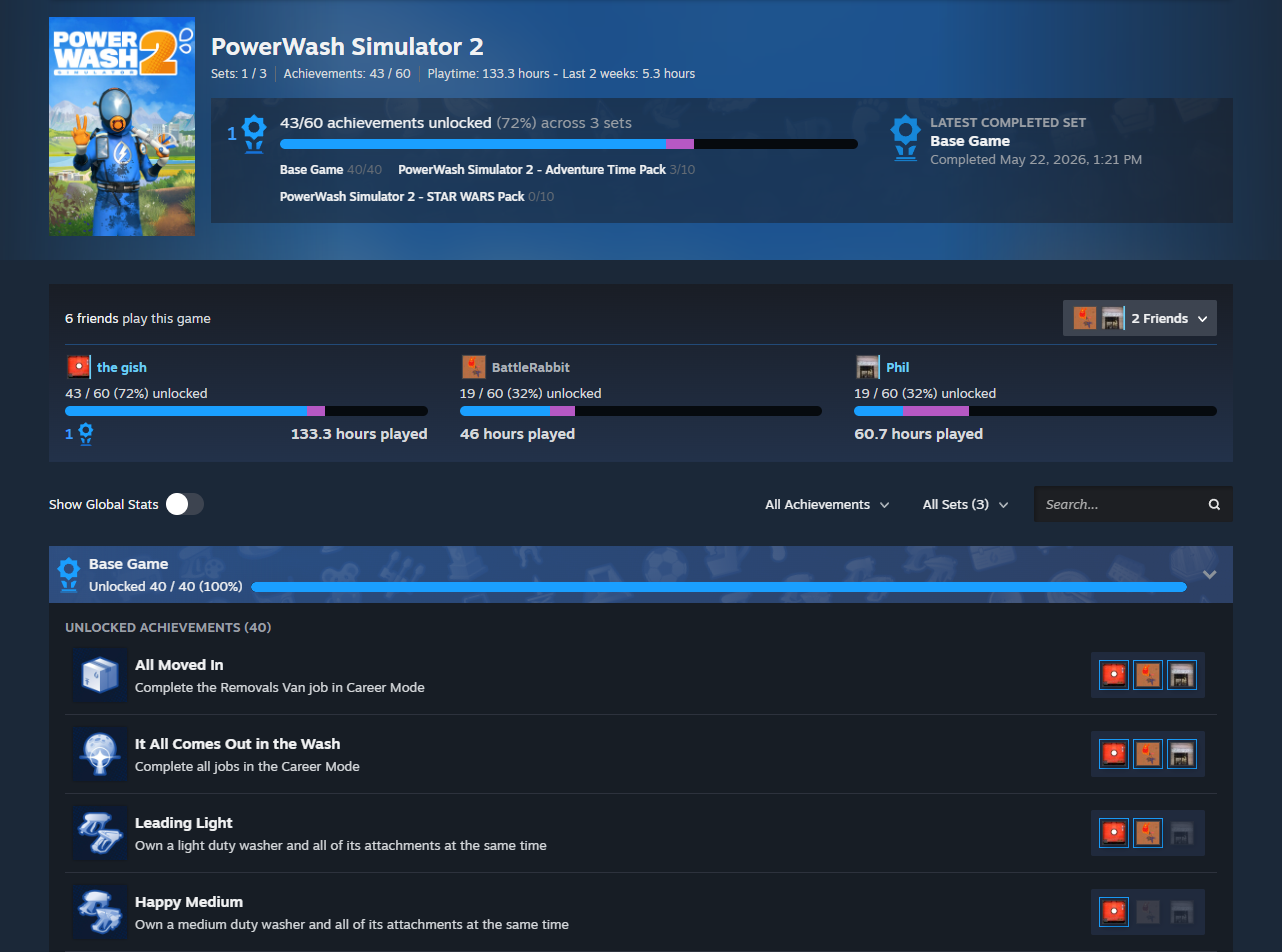 Steam Achievements Friend Comparison UI