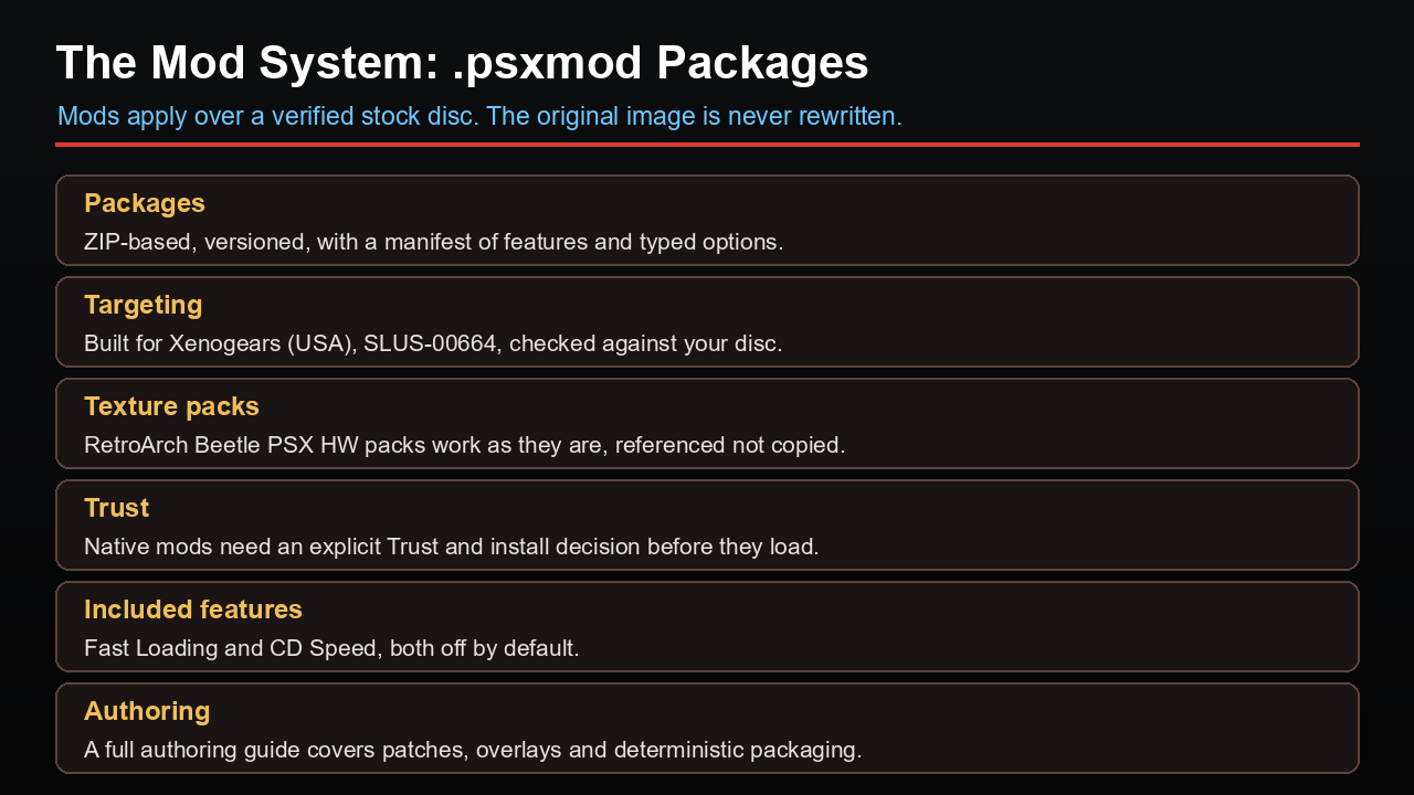The .psxmod mod system in XenogearsRecomp